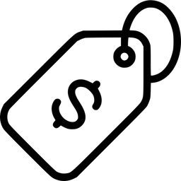 - What the product is: A simple, blank price tag icon with a string loop, shown in black outline on a white background.
- Intended audience: Unisex (no gender-specific styling or features; generic tag design).
- Notable attributes: Monochrome black outline, rounded rectangular tag shape with a circular hole and an attached string loop. No branding or text visible.
