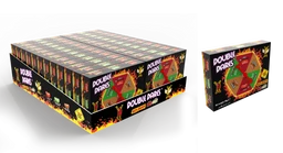 - Product: A boxed display of Zed Candy Double Dares Hot or Not Jelly Beans. The photo shows a large stacked case and a single smaller box, both featuring fiery graphics and bold “Double Dares” branding.
- Audience and styling: Appears unisex target; packaging suggests party/snack use with bright, high-contrast colors (reds, yellows, blacks) and energetic flame motifs.
- Materials/colors/style: The boxes are black with flame accents and colorful jelly bean imagery; the product likely consists of assorted jelly beans designed for a spicy “hot or not” flavor experience, with a glossy box finish.