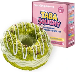 Matcha Donut Taba Squishy Toy, Slow Slow Rising Stress Relief Ball Squeeze Toy Kawaii Realistic Food Shape Green Fidget