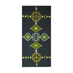 AztecThinWoolKilimRugGreen