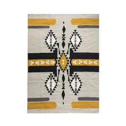 CobWebWoolKilimCarpetBlack