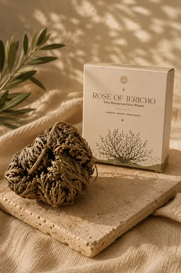 - Product: A dried “Rose of Jericho” plant specimen, shown as folded, circular clusters with intricate, curled leaves that resemble a rosette.
- Audience: Unisex (suitable for both men and women as a home decor or spiritual/plant item).
- Visible attributes: Dried, brown-taupe color with textured, papery leaves arranged in a compact rosette; rustic wooden background; natural, earthy styling. No branding visible.