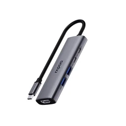 Rapoo_XD51_5-in-1_USB-C_Hub_Silvery_Grey_Tilted_backward_from_dokkan_tech