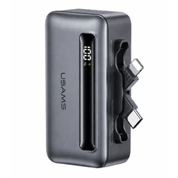 UsamsCD23320WDual-PortDigitalDisplayFastChargingPowerBankType-C_Lightninggray