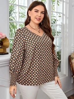 EMERY_ROSE_Plus_Allover_Print_Shirred_Cuff_Blouse__SHEIN_main_2
