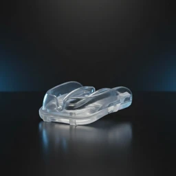 - What the product is: A clear, transparent mouthguard with a molded, contoured interior that fits over the teeth.
- Apparent intended audience: Unisex (suitable for both men and women) based on its generic, athletic design and size-agnostic styling.
- Notable attributes visible: Soft, flexible transparent material with a two-part dual-chamber shell; slim, low-profile mouthguard shape designed for impact protection; glossy finish and compact carry-friendly form factor.