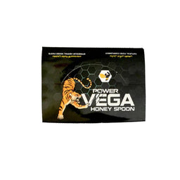- A small, black rectangular packet labeled “POWER VEGA” with a honey spoon concept. The front shows a stylized tiger and hexagonal honeycomb motif, suggesting a honey-based product.
- Intended audience appears unisex (suitable for adults) based on generic packaging and lack of gender-specific styling; packaging emphasizes a bold, energetic aesthetic. Notable attributes: dark black packaging with white and yellow text, honey spoon branding, and a tiger graphic. The visible language is Turkish/Arabic blend on the title.