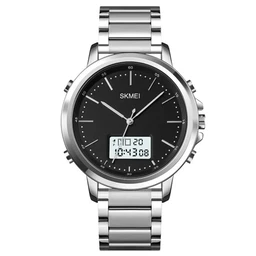 SKMEI_1652_Dual_Display_Watch_Silver_Stainless_Steel_Digital_Screen