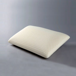 This is a white, perforated memory-foam or breathable-fabric pillow designed for neck and head support. The model appears unisex, suitable for both men and women, with a curved rectangular shape and a textured, dotted surface likely for air-flow. Notable attributes include its clean white color, small perforations for ventilation, and a low-to-medium loft with a gentle contour.