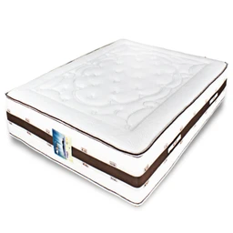 - What the product is: A double-sided connected spring mattress (FixSide 30cm) shown stacked with a mattress topper, presented in a clean, white setting.
- Target audience: Unisex (suitable for men and women), inferred from the neutral styling and standard mattress design.
- Notable attributes: White quilted fabric with a brown edge trim; 30 cm thickness; visible pocket-spring construction indicated by the layered mattress design; minimal branding visible.