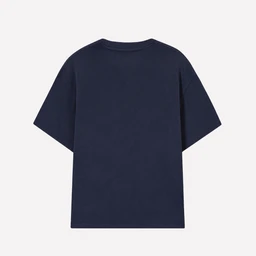 - What the product is: A basic navy short-sleeve T-shirt with a relaxed, boxy fit. 
- Audience and styling cues: Appears designed for unisex or casual wear, suitable for men or women, based on its simple oversized tee silhouette. 
- Notable attributes: Solid navy color, crew neckline, mid-length sleeves, plain plain fabric with a smooth, matte finish. No visible branding or patterns.
